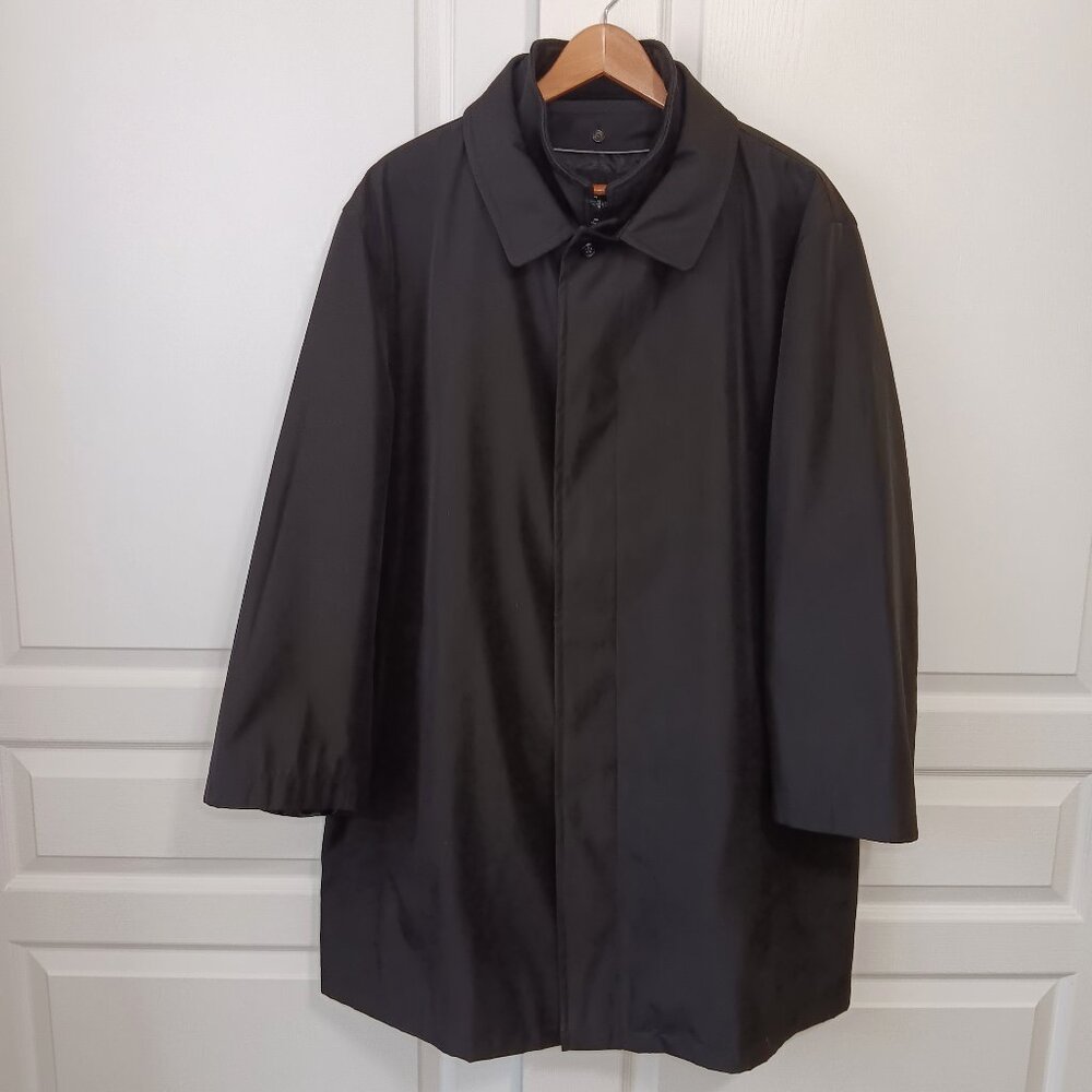 Jos. A. Bank Men's Black Traveler's Collection Raincoat With Wool Liner Size 46R